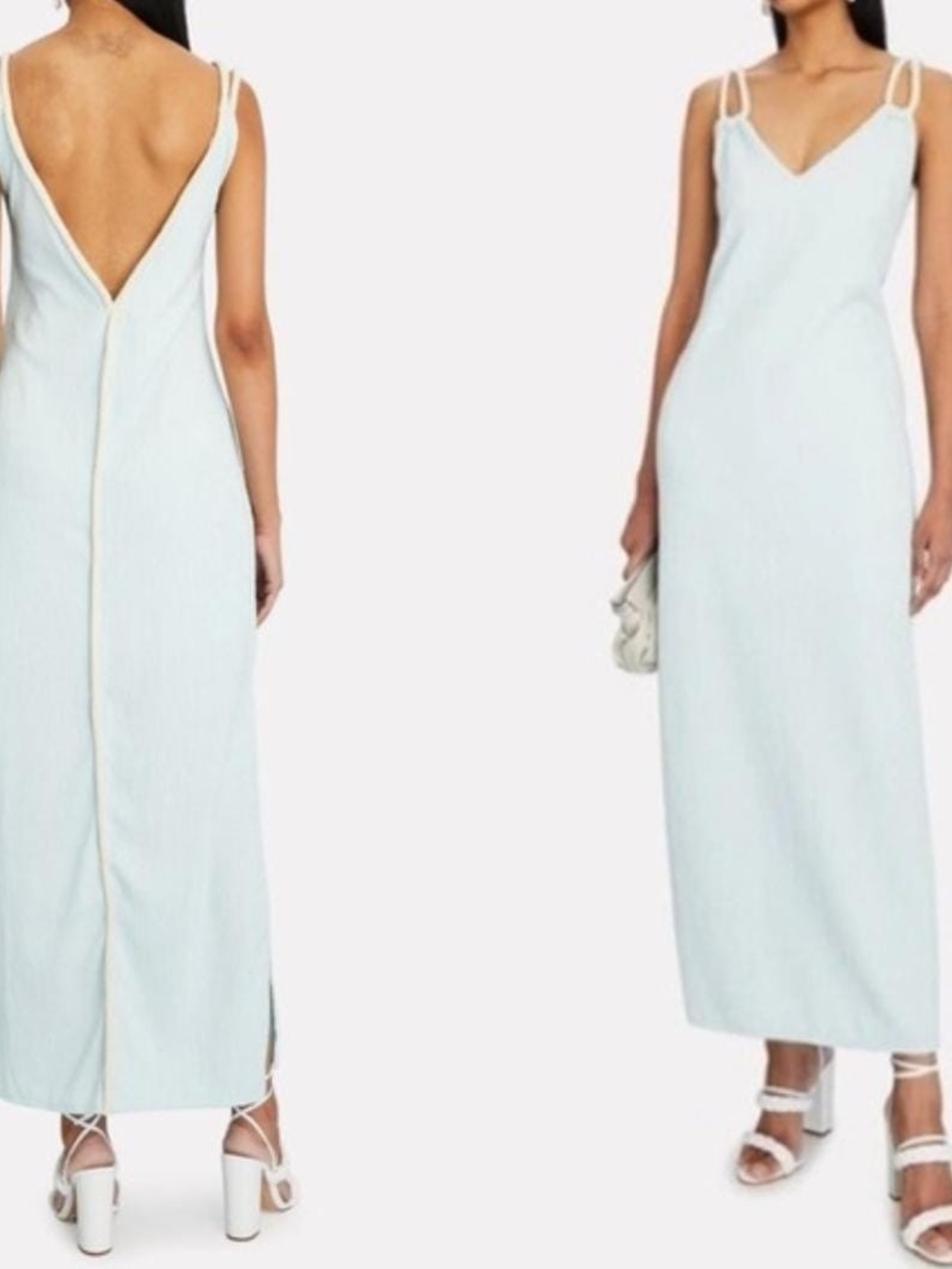 Baobab Collection Pale Blue Double-Strap Maxi Slip Dress